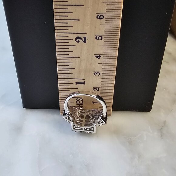 Sterling Silver Red & White Crystal Ring - Picture 5 of 6